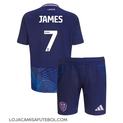 Camisa de Futebol Leeds United Daniel James #7 Equipamento Alternativo Infantil 2024-25 Manga Curta (+ Calças curtas)